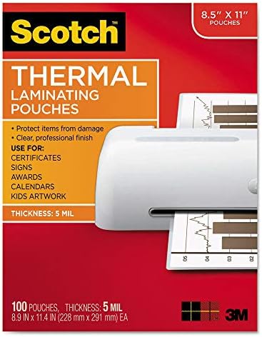 Scotch Letter Size Thermal Laminating Pouches, 5 mil, 11 1/2 x 9, 100/Pack