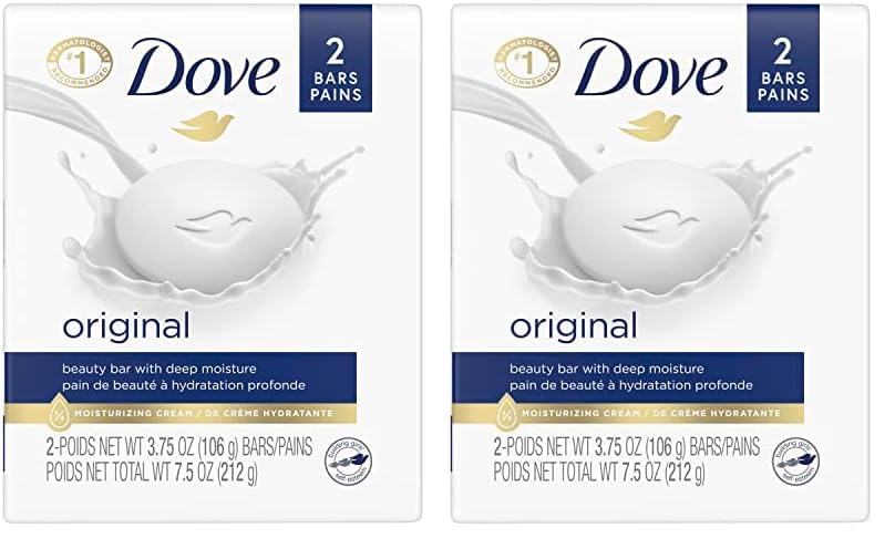 Dove Beauty Bar Gentle Skin Cleanser Moisturizing for Gentle Soft Skin Care Original Made With 1/4 Moisturizing Cream 3.75 oz 2 Bars, Pack of 24