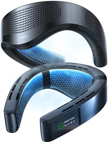 TORRAS [COOLiFY Cyber・2024 Flagship Neck Air Conditioner, Ultimate Immersive Cooling Portable Neck Fan Rechargeable with 6000mAh, Neck Cooler Neck Fans that Blow Cold Air for gifts