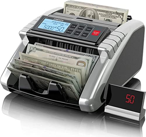 Aneken Money Counter Machine with Value Count, Dollar, Euro UV/MG/IR/DD/DBL/HLF/CHN Counterfeit Bill Detectors,Add and Batch Modes, Cash Counter with LCD Display