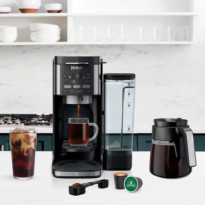 Generic Ninja CFP105 DualBrew Hot & Iced Coffee Maker, Single-Serve, compatible with K-Cups & 14-Cup Drip Coffee Maker, 3 Brew Style Choices Classic, Rich or Over Ice - Black (Renewed)