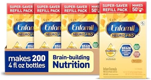 Enfamil NeuroPro Baby Formula, Infant Formula Nutrition, Triple Prebiotic Immune Blend, 2'FL HMO, & Expert-Recommended Omega-3 DHA, Perfect Choice for Baby Milk, Non-GMO, Refill Box, 31.4 Ounces (Pack of 4)