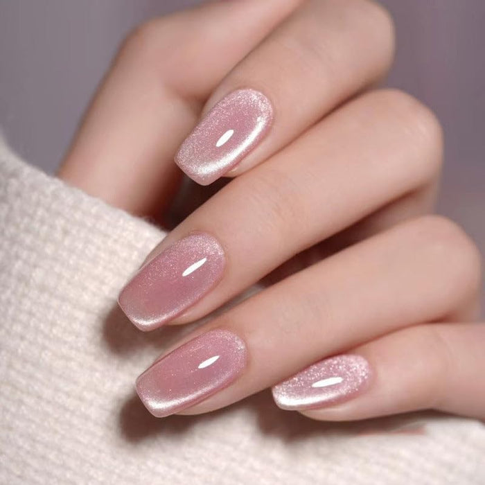 Curvlife Press on Nails Acrylic Fake Nails with Design Full Cover False Nails Reusable Nail Kit with Nail Glue Adhesive Tabs Nail File Artificial Glue on Nails (cat eyes pink, 30pcs)