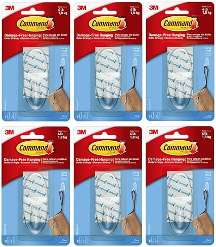 Command 6-packages of Large Hook, Decorate Damage-Free, Holds 4 lbs (17093CLRES)