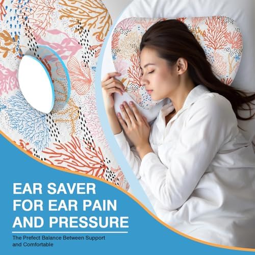 Ear Piercing Pillow for Side Sleepers Pillows with Holes for Ear Pain,Donut Pillow for Ear Side Sleeping Pillow for Adults CNH Ear Pain Relief Pressure Sores Ear Pillow with Hole in Center