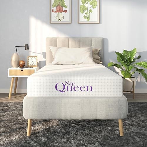 NapQueen 8 Inch Twin-XL Size Mattress, Bamboo Charcoal Memory Foam Mattress, Bed in a Box, White