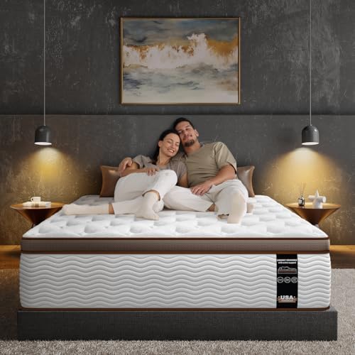 BedStory King Size Mattress 14 Inch - Medium Firm Hybrid Mattress with Orthopedic Spine Alignment and Motion Isolation - 800+ 2.0mm Pocket Springs, Fiberglass-Free, CertiPUR-US Certified