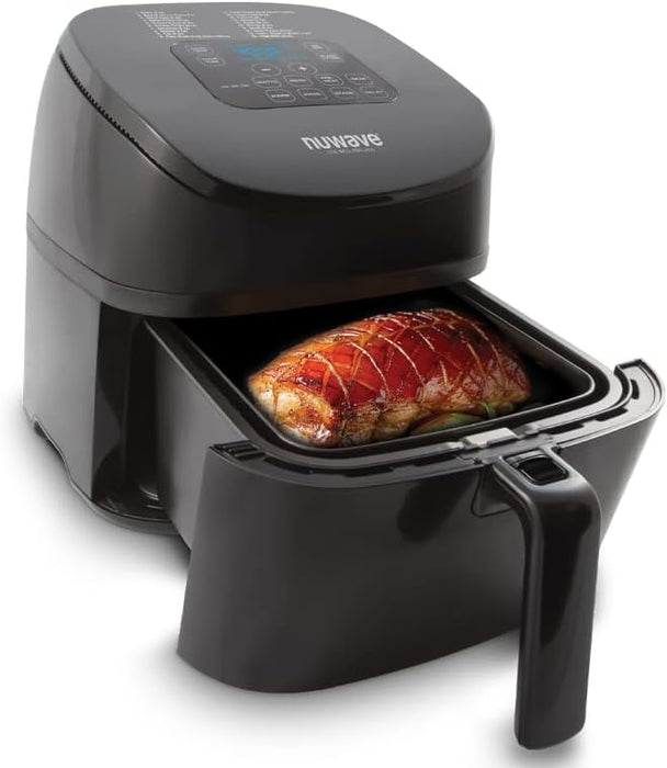 Nuwave 4.5-Qt Brio Air Fryer, 100 Pre-Programmed Recipes & 100 Memory Slots to Save & Recall Favorite Recipes, 100°F-400°F, Linear Thermal (Linear T) Technology for Perfect Results (Renewed)