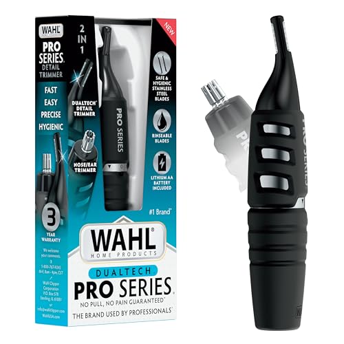 Wahl DualTech® Pro Series® 2 in 1 Lithium Battery Dual Sided Eyebrow Trimmer and Nose Hair Trimmer for Men – Model 3025698