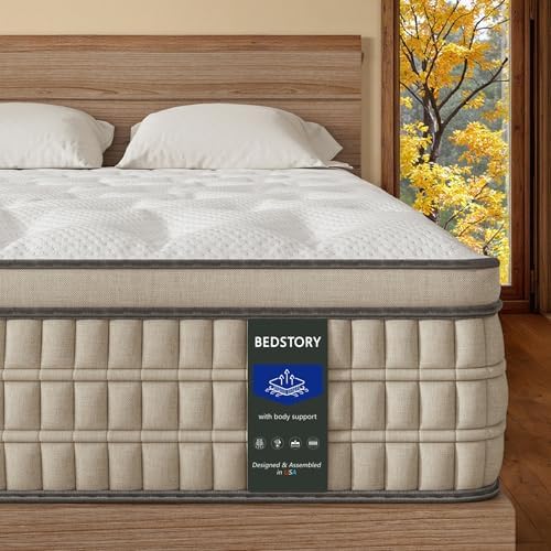 BedStory Extra Firm Queen Mattress 12 inch - Pain-Relieving Hybrid Mattress for Extra Lumbar & Hip Support - 365-Night Trial No Sagging Bed in a Box - No Odor, Fiberglass-Free, CertiPUR-US Certified