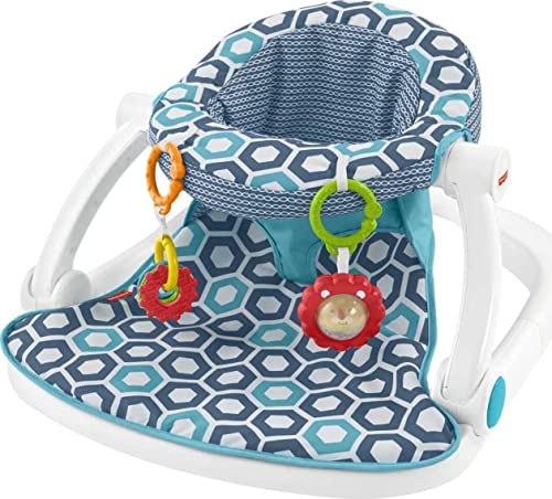 Fisher-Price Portable Baby Chair, Sit-Me-Up Floor Seat with 2 Removable Toys & Washable Seat Pad, Honeycomb