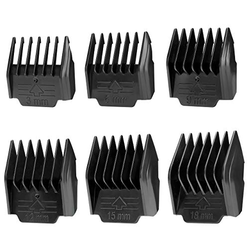 6Pcs Attachment Guide Comb Guards for oneisall Low Noise Dog Clippers #1-#6, 3mm-18mm Cut Length, Black