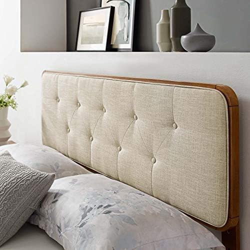 Modway MOD-6235-WAL-BEI Collins Tufted King Fabric and Wood Headboard, Walnut Beige