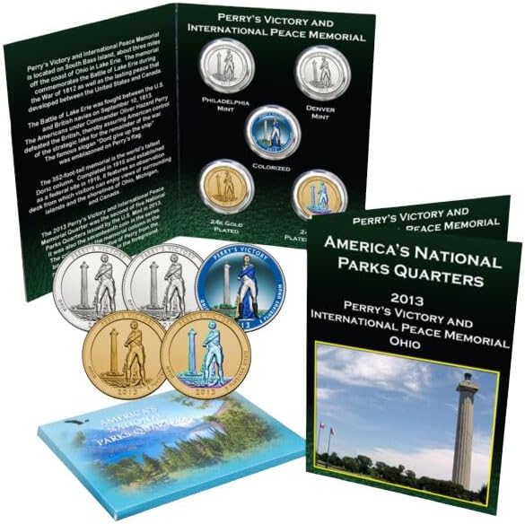 2013 Perry'S Victory National Park Quarter Set Color Gold Plated Hologram Bu