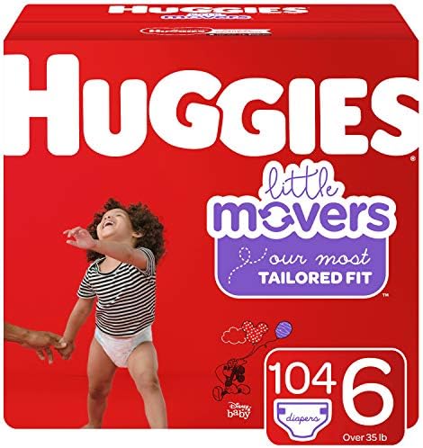 HUGGIES Little Movers Diapers, Size 6, 104Count (Packaging May Vary)