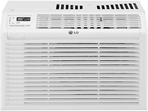 LG 6,000 BTU Window Air Conditioner, 115V, Cools 250 Sq.Ft. for Bedroom, Den, Living Room, Quiet Operation, with Remote, 2 Cooling & Fan Speeds, 2-Way Air Deflection, Auto Restart, White