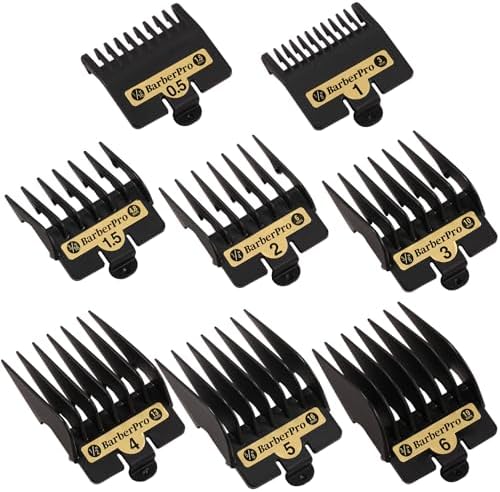 8PACK Premium Clipper Guards Compatible with BaByliss Barberology FX825, FX870, FX880, and FX673, Trimmer Replacement Guards for Babyliss Clippers, Black