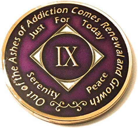 9 Year NA Deep Purple & Gold Tri Plate Medallion -Chip, Coin, Token