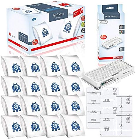 Miele Performance Pack 16 Type GN AirClean 3D Efficiency Genuine FilterBags + Genuine AH30 HEPA Filter + 4 Genuine Pre-Motor Protection Filters