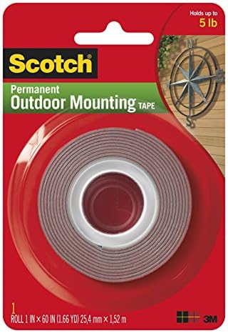 Scotch Mounting, Fastening & Surface Protection Permanent Outdoor, Holds 5 lbs, 3M Scotch 4011 Exterior Mounting Tape, 1 in x 60 in, 1"x60"