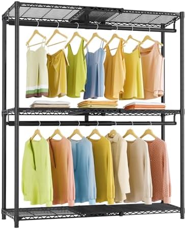 VIPEK X1 Plus Expandable Reach-in Closet Adjustable from 2'8" to 4'6" with Adjustable Shelves and Hanger Rods Clothes Rack Heavy Duty, Metal Clothing Racks Portable Walk-in Closet, Black