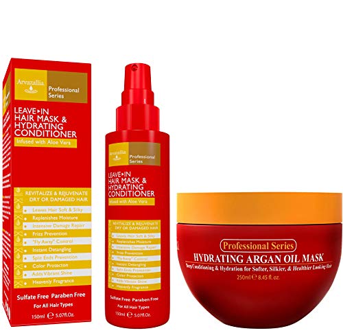Argan Oil Deep Conditioner and Leave-in Bundle - Repairing, Rejuvenating, and Revitalizing Combo for Dry Hair