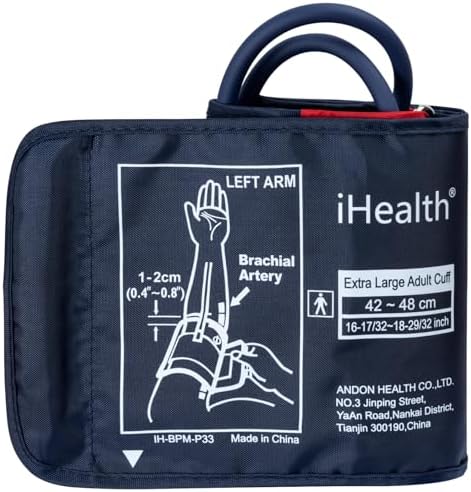 iHealth Extra Large Adult Replacement Blood Pressure Cuff for Big Arms (16.5"-18.9", 42-48cm), Compatible for iHealth Track Smart Upper Arm Blood Pressure Monitor, Cuff Only