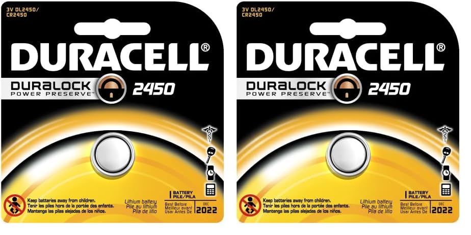 Duracell DL2450 Lithium Coin Battery, 2450 Size, 3V, 540 mAh Capacity (Case of 6) (Pack of 2)