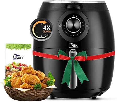 Air Fryer 5.8QT/5.5L, Uten 1700W AirFryer High-Power Electric Hot Temperature Control & Timer Knob, Non Stick Fry Basket, Dishwasher Safe, Apply to Party, Afternoon Tea, Black