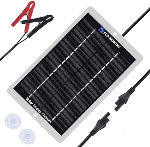 ECO-WORTHY Solar Battery Charger 12 Volt Waterproof Portable Power Solar Panel Solar Trickle Car Battery Charger Maintainer for Car Truck Boat RV Motorcycle Marine Trailer Battery,Plug and Play