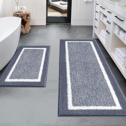 Pauwer 2 Piece Non Slip Bath Mats, Absorbent Shower Rugs for Bathroom Floor, Tub and Shower