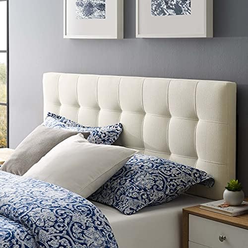 Modway Lily Tufted Linen Fabric Upholstered King Headboard in Ivory
