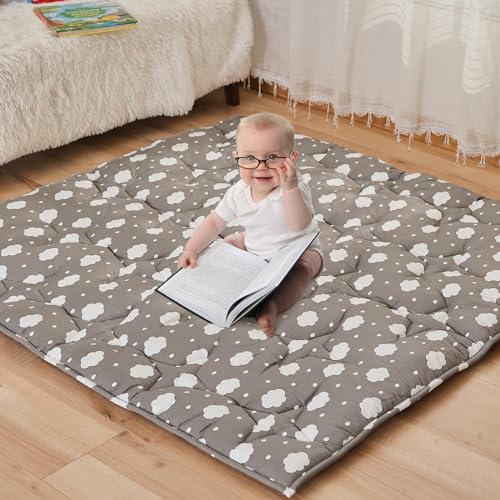 Baby Play Mat for Floor,50"×50" Thick Ultra Soft Playpen Baby Mat for Playing,Non-Slip Baby Crawling Playmat for Babies and Toddlers, Floor Tummy time(Cloud)