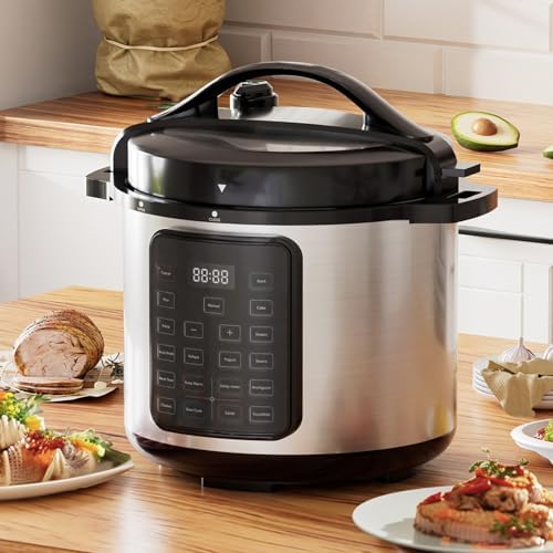 Sweetcrispy 8QT Electric Pressure Cooker,16-in-1 Instant Multi Kitchen Appliances, Slow Cooking Pot Rice Steamer Yogurt Maker, Stainless Steel