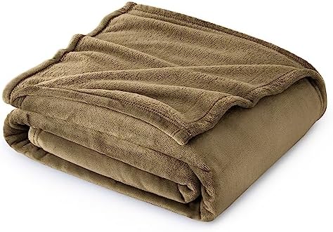 Bedsure Fleece Blanket Twin Size Camel - 300GSM Lightweight Plush Fuzzy Cozy Soft Warm Blanket for Bed, Sofa, Couch, Travel, Camping, 60x80 inches