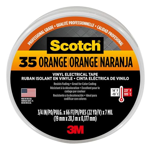 Scotch 35 Color Coding Tape, 3/4 in. x 66 ft. Orange
