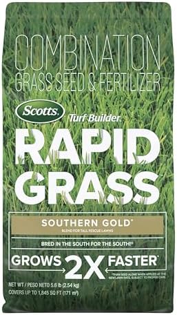 Scotts Turf Builder Rapid Grass Southern Gold Blend for Tall Fescue Lawns, Combination Seed and Fertilizer, 5.6 lbs.