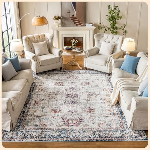 Istana Living Room Rugs 8x10 - Multi Colored Bedroom Rug 8x10 Under Bed - Foldable Rugs 8 X 10 Living Room - Stain Resistant Modern Rug - Eco-Friendly Luxe Weavers Colorful Area Rugs