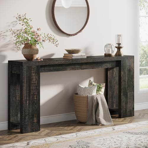 Tribesigns 70.9-Inch Extra Long Console Table, Farmhouse Wood Sofa Table Behind Couch, Narrow Entryway Accent Table for Living Room, Hallway, Entrance, Foyer, Black