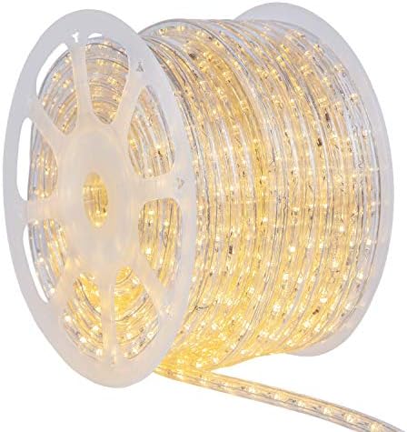 Wintergreen Lighting 150ft 1800 LED Heavy Duty Rope Light Spool, 120V ETL Indoor Rope Lights Plugin Outdoor Tube Lights ½ Inch, Accessories and Mounting Clips Included, Warm White