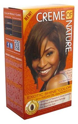 Creme of Nature Exotic Shine Color With Argan Oil, Medium Warm Brown 7.3, 1 ea (Pack of 4)