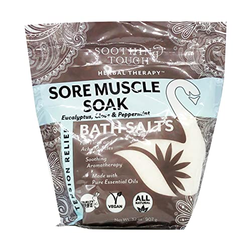 Soothing Touch Tension Relief Sore Muscle Soak Bath Salts Eucalyptus Clove & Peppermint, 32 Oz