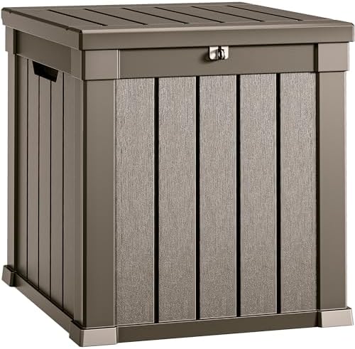 YITAHOME Deck Box, 51 Gallon Weather Resistant Outdoor Storage Container for Patio Cushions, Pool Supplies, Garden Tools, Lockable Lid and Side Handles, Light Brown