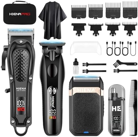 Hair Clippers for Men Professional, Cordless Barber Clipper & T-Blade Beard/Hair Trimmer Set, Electric Razor Foil Shaver Nose Trimmer Barber Kit, Men's Hair Cutting Kit (212 Set)