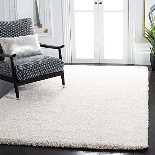 SAFAVIEH Milan Shag Collection Area Rug - 8' x 10', Ivory, Solid Design, Non-Shedding & Easy Care, 2-inch Thick Ideal for High Traffic Areas in Living Room, Bedroom (SG180-1212)