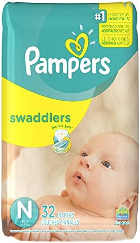 Pampers Swaddlers Newborn Disposable Diapers Size N, 32 Count