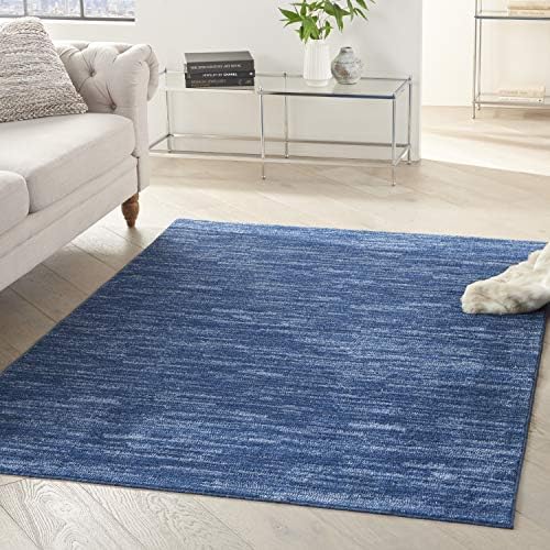 Nourison Essentials Indoor/Outdoor Navy Blue 6' x 9' Area Rug, Easy Cleaning, Non Shedding, Bed Room, Living Room, Dining Room, Backyard, Deck, Patio (6x9)