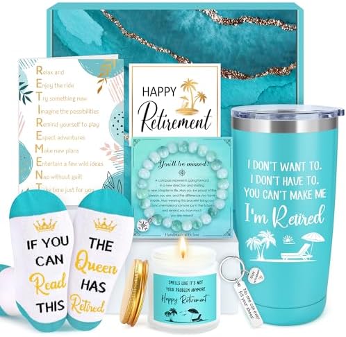 Retirement Gift for Woman 2025 Retired Gifts for Women Happy Cool Retirement Gift Basket for Women Coworker Teacher Nurse Friend Boss Mom Grandma Retirees, 20Oz Tumbler Card The Queen Has Retired Sock