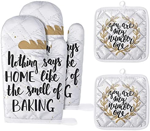 Patelai 12 Pieces Blank Sublimation Oven Mitts Set Include Blank Sublimation Heat Resistance Oven Gloves and Pot Holders for DIY Kitchen Dining Room Accessories