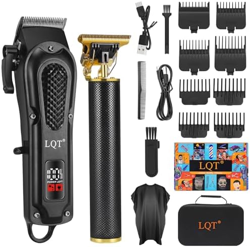LQT® Men's Professional Hair Clippers Kit,Cordless & Corded Barber Clippers Set,Grooming Rechargeable Beard Trimmer with Adjustable Blade